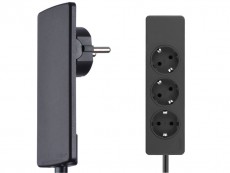 EVOline Plug prelungitor 3x250V/16A,1.5m,negru