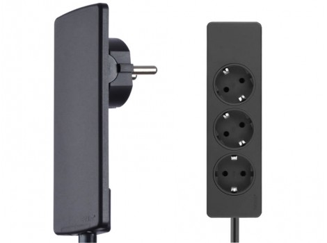 EVOline Plug prelungitor 3x250V/16A,1.5m,negru
