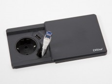 EVOline Square80 1x250V,1xUSB Charger,negru