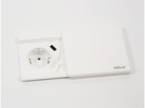 EVOline Square80 1x250V,1xUSB Charger,alb