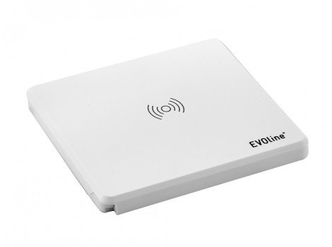 EVOline Square80 1x250V,1xUSB+Wireless Charger,alb