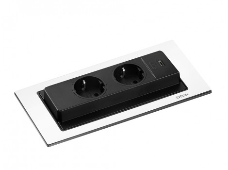 EVOline BackFlip CUISINE 2x250V,1xUSB-C,alb mat