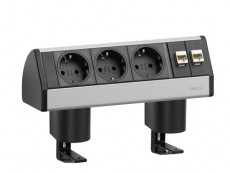 EVOline Dock DATA SMALL 3x250V,2xRJ45,argintiu