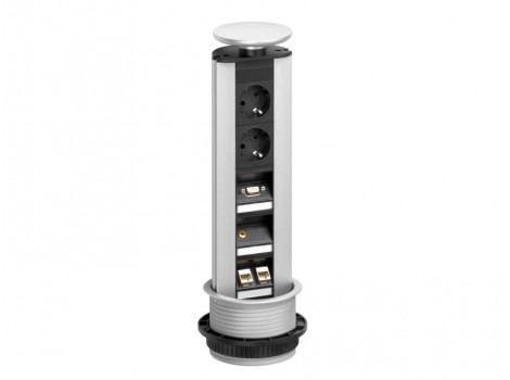 EVOline Port MULTIM PRO 2x250V,2xRJ45,1VGA,1A,argintiu