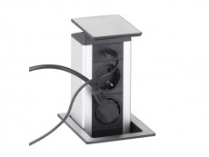 EVOline Port PUSH CUISINE Charger 3x250V,1xUSB,otel