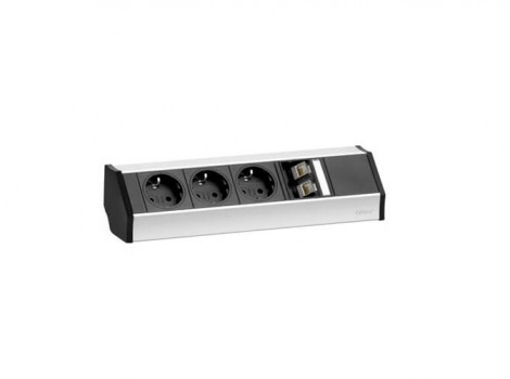 EVOline V-Dock DATA 3x250V,2xRJ45,argintiu