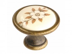 S 1700-29PF28ZN48 Buton bronz antic portelan cu flori