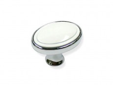 S 1972-32ZN1A4 Buton oval crom lucios cu insertie alba