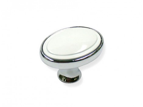 S 1972-32ZN1A4 Buton oval crom lucios cu insertie alba