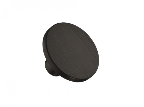 S Buton PLATO negru mat periat, diametru 42mm