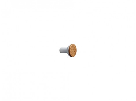 S Buton BIS stejar lacuit-metal alb mat,diametru 24mm,FSC