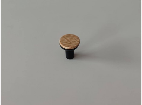 S Buton BIS stejar lacuit-metal negru mat,diametru 24mm,FSC